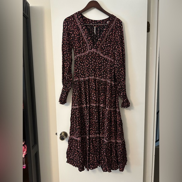 Free People Take A Little Time Floral Midi Dress Womens Size 6 - Picture 2 of 7